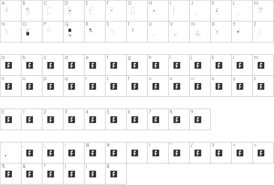 00ne Top Pix font character map preview