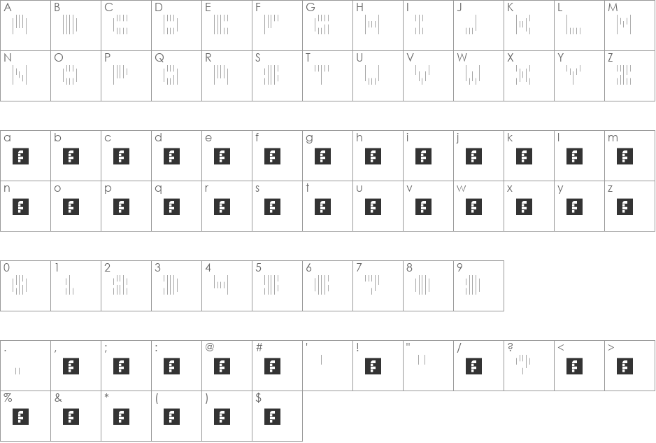 00ne Ultra Light Tomo font character map preview