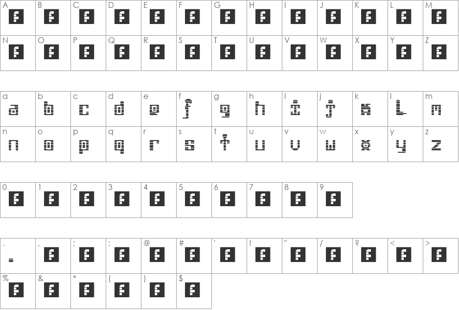 00ne Videotech font character map preview
