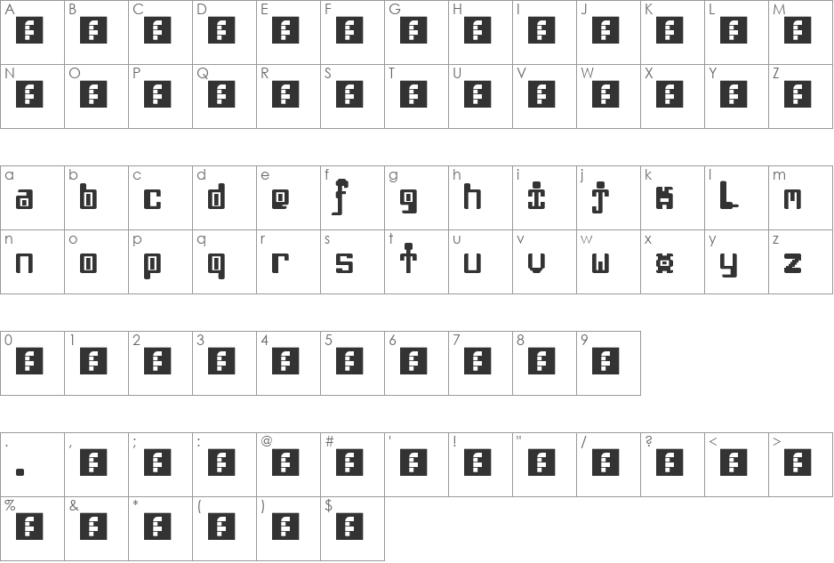 00ne Videotech Black font character map preview