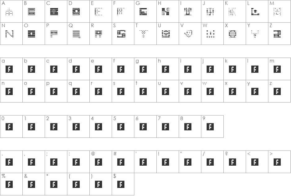 00ne XChurch font character map preview