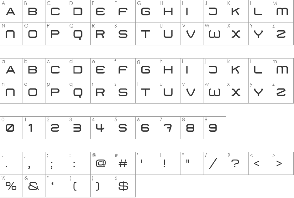 01 DigitMono font character map preview