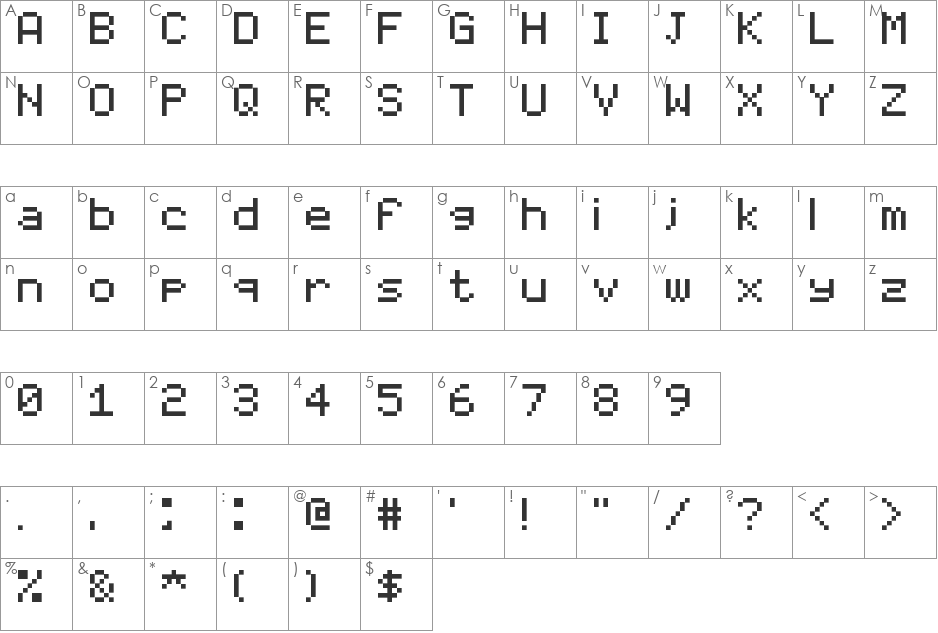 07x5 font character map preview