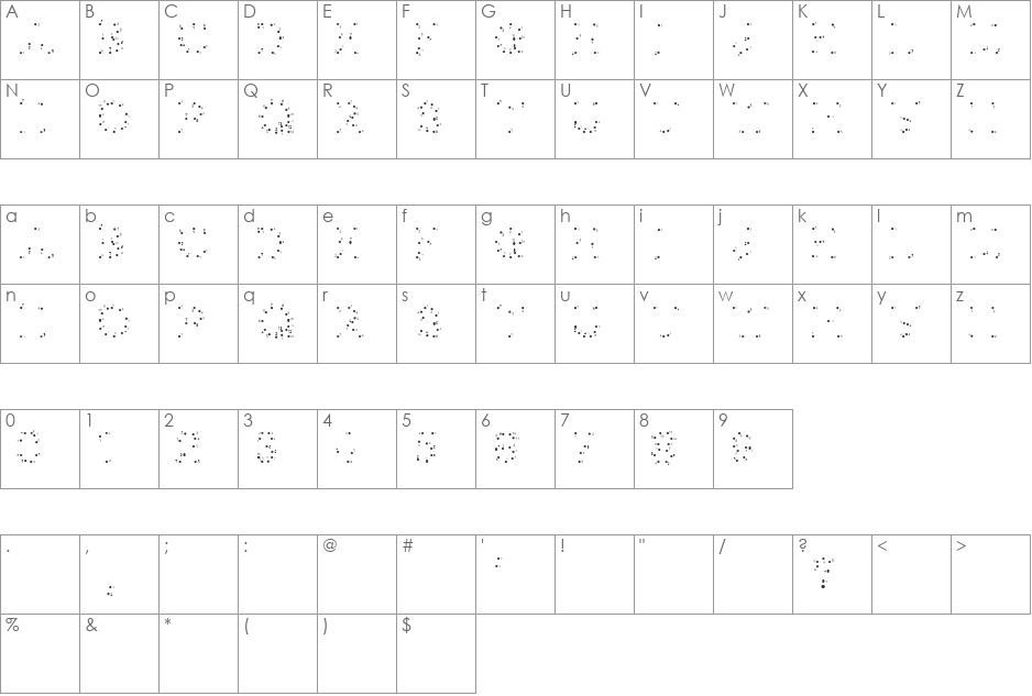 0Pointe-AFaire font character map preview