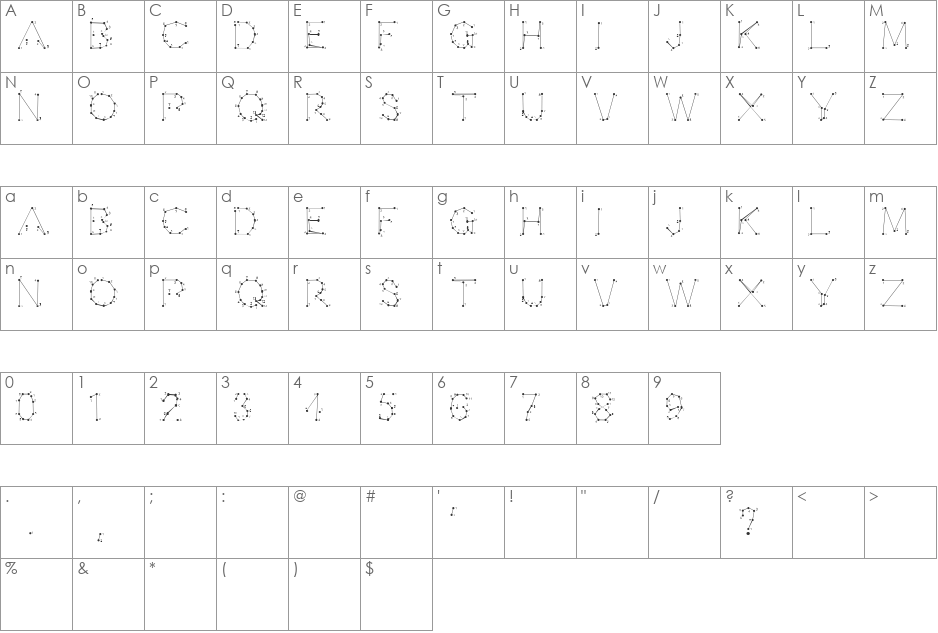 0Pointe-Fait font character map preview