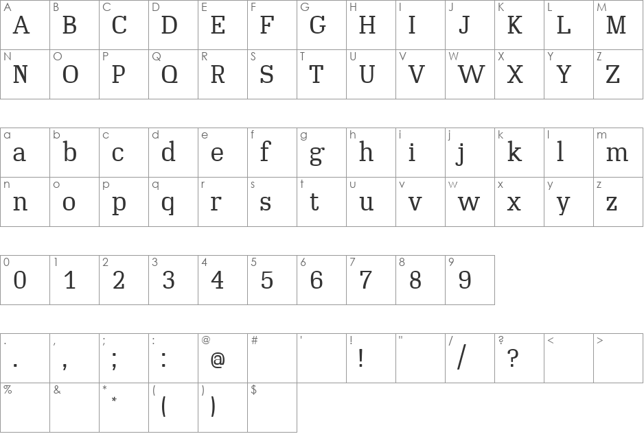 10 Muc Zeit font character map preview