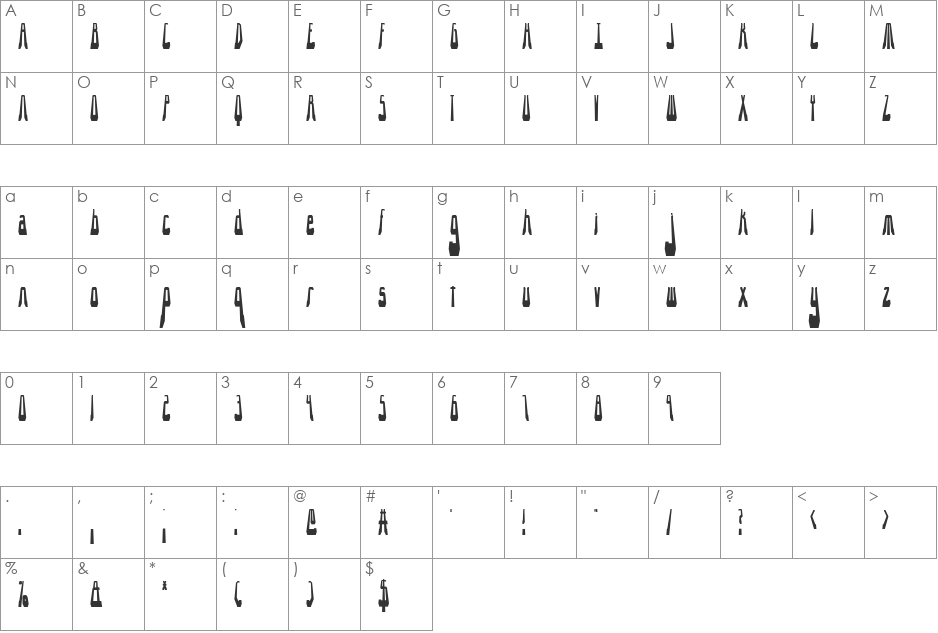 10.15 Saturday Night BRK font character map preview