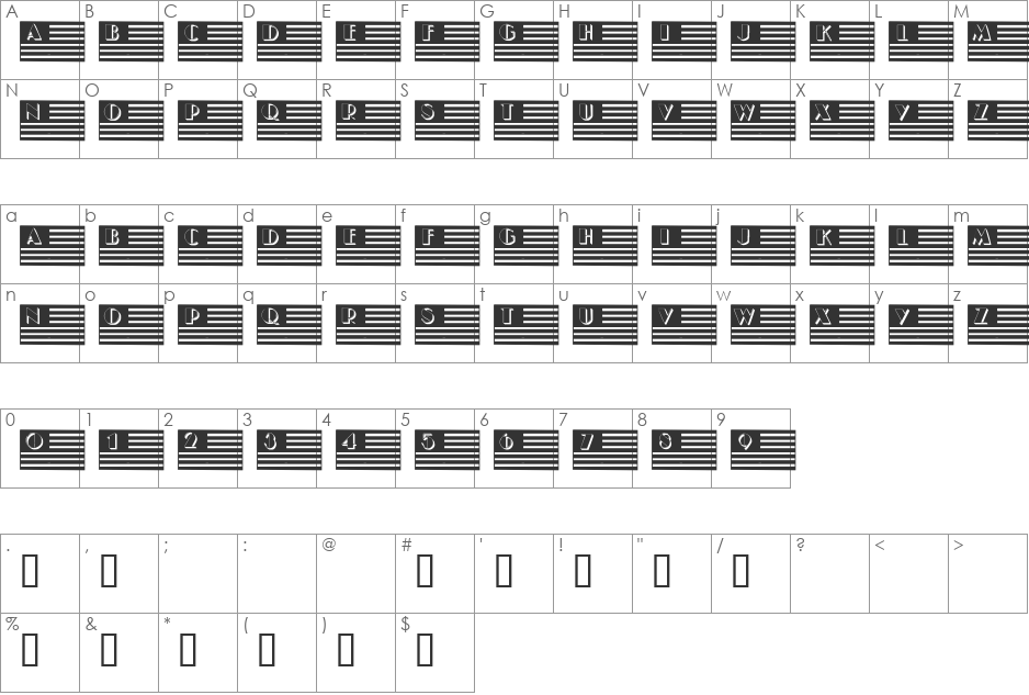 101!  I Pledge Allegiance font character map preview