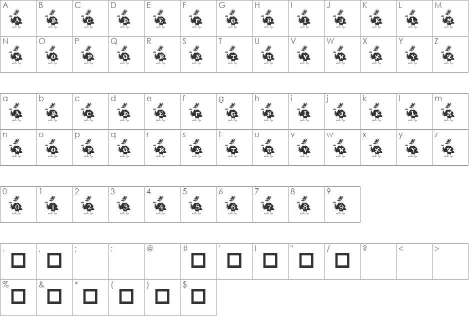 101! American Pride font character map preview