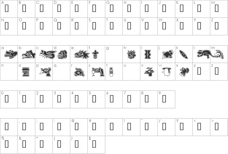 101! Aztec SymbolZ font character map preview