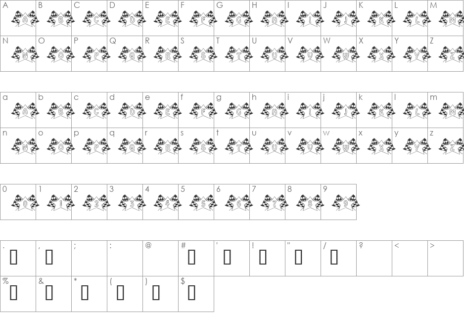 101! B10 Jr font character map preview