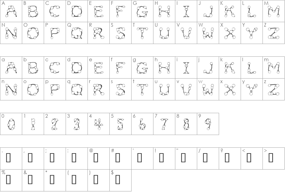 101! BalloonZ font character map preview