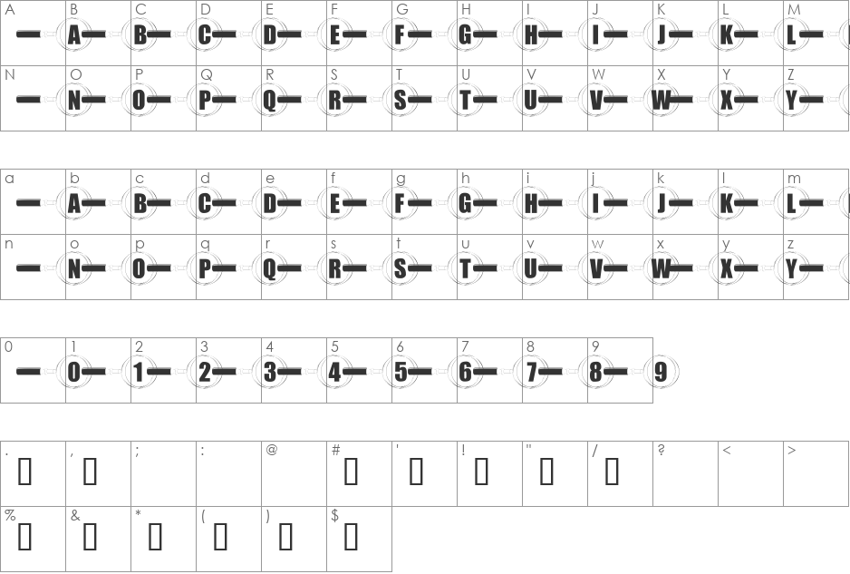 101! Closer Inspection font character map preview