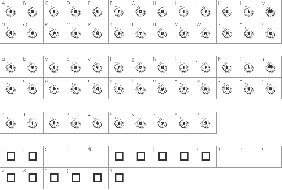 101! Clownin' Around font character map preview