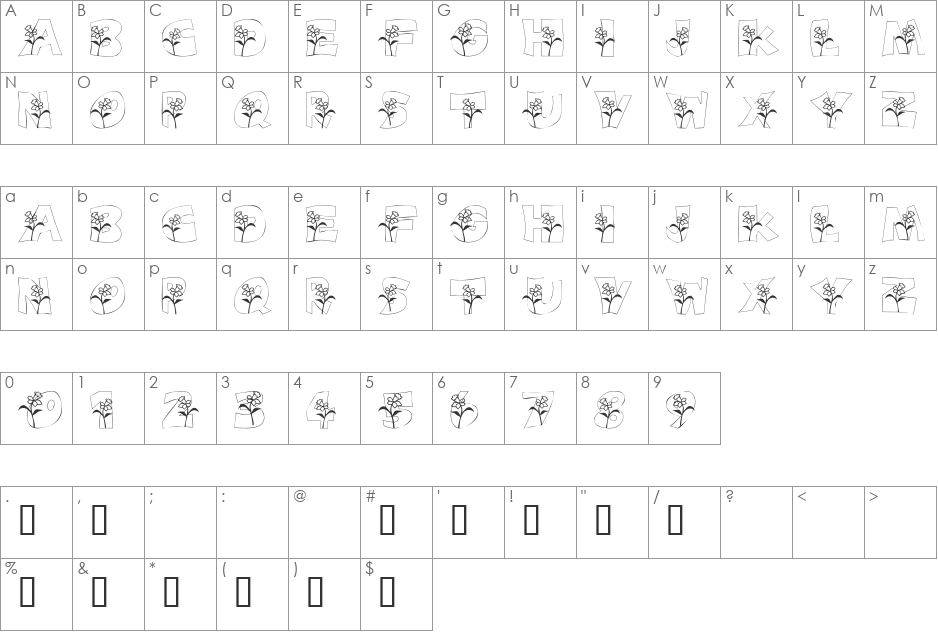 101! DaffYDilZ font character map preview
