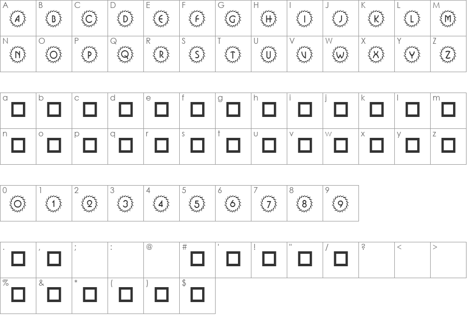 101! Deco Type 1 font character map preview