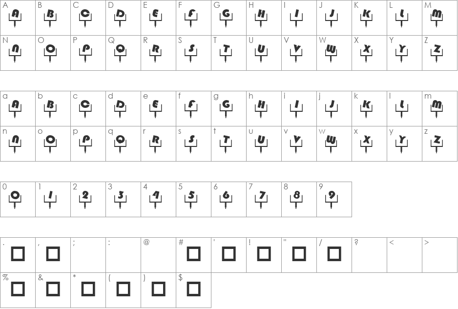 101! Field Goal font character map preview