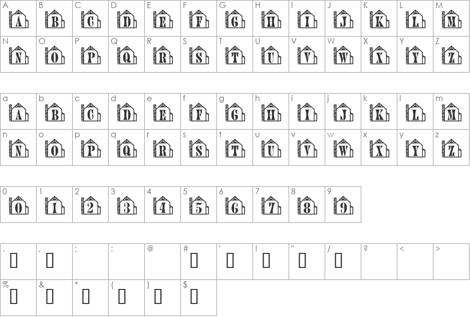 101! Garaged font character map preview