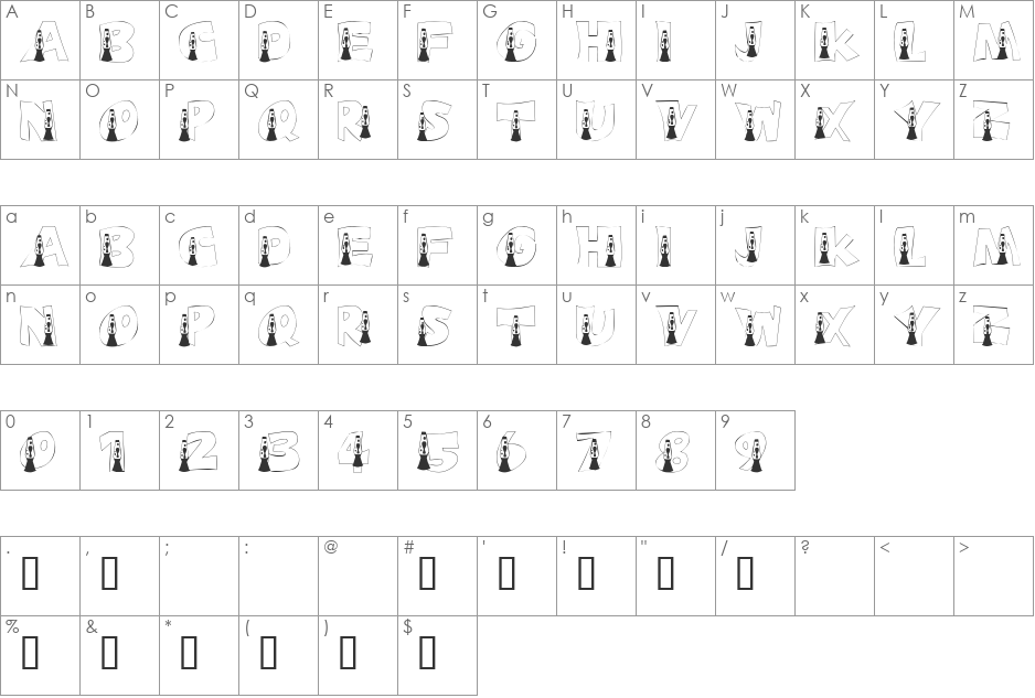 101! GroOovy Baby font character map preview