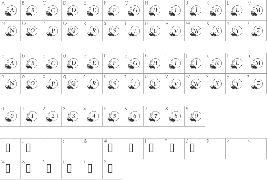 101! Holiday BallZ font character map preview