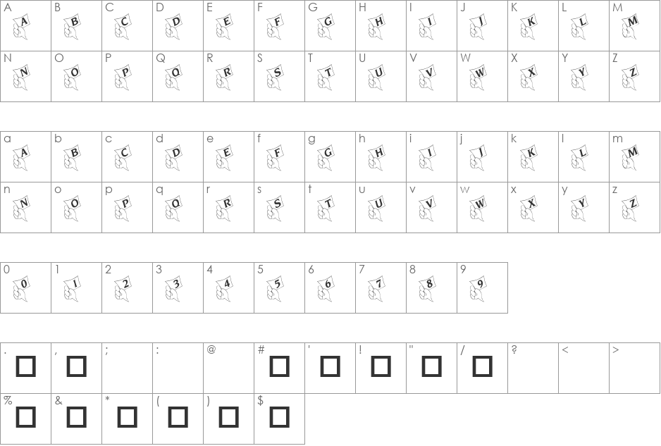 101! I Surrender font character map preview