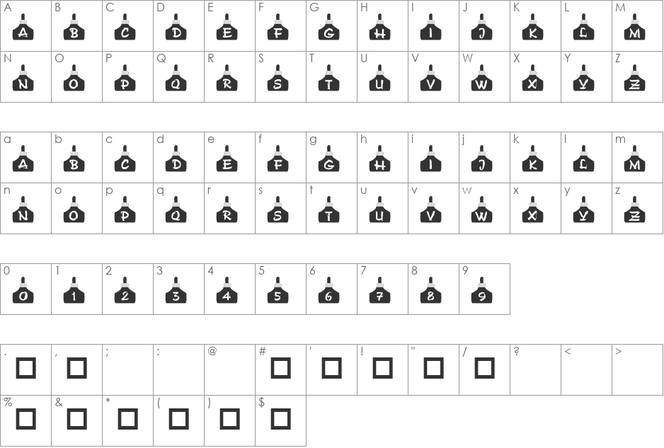 101! Ink Bottles font character map preview