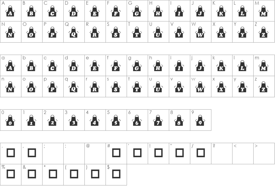 101! Jeannie's Kitchen font character map preview
