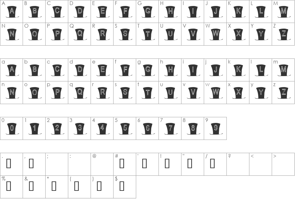 101! Mad Hatter font character map preview