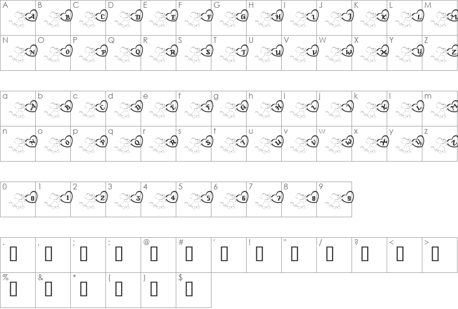 101! Maria's Love Note font character map preview