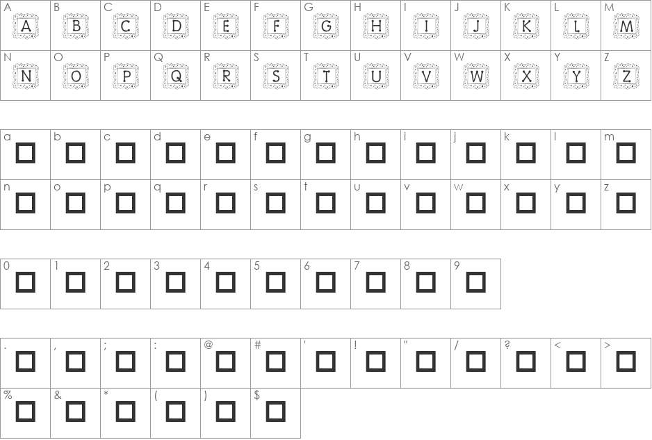 101! Pillow font character map preview