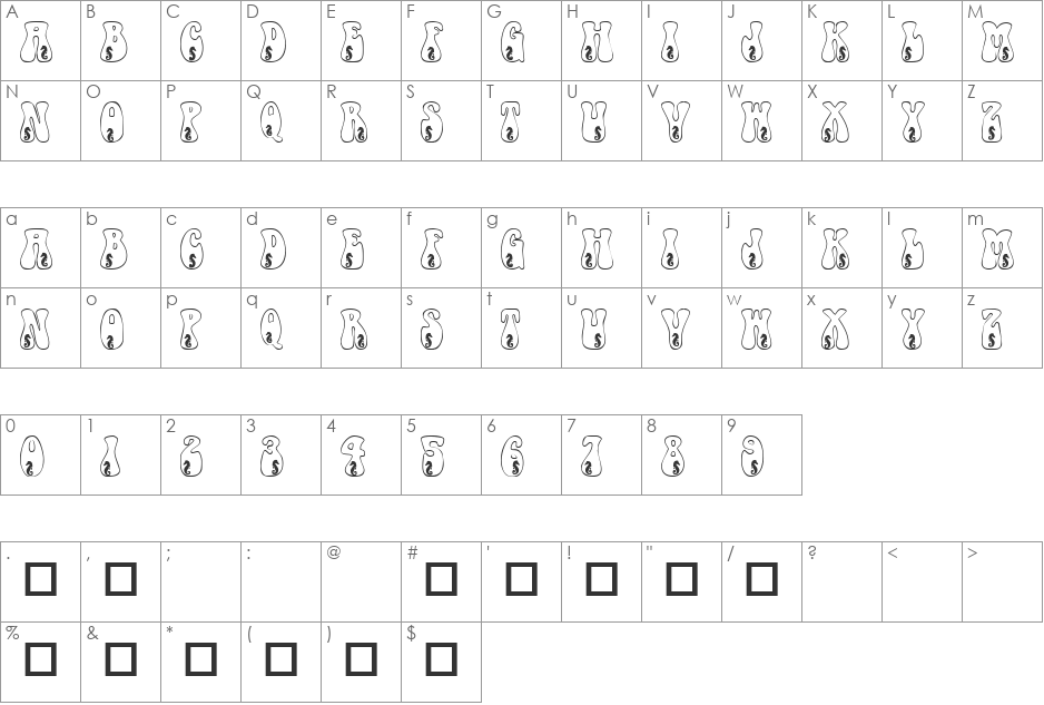 101! Sea HorseZ font character map preview