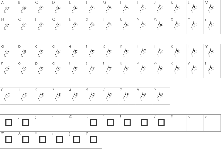 101! Shooting StarZ font character map preview