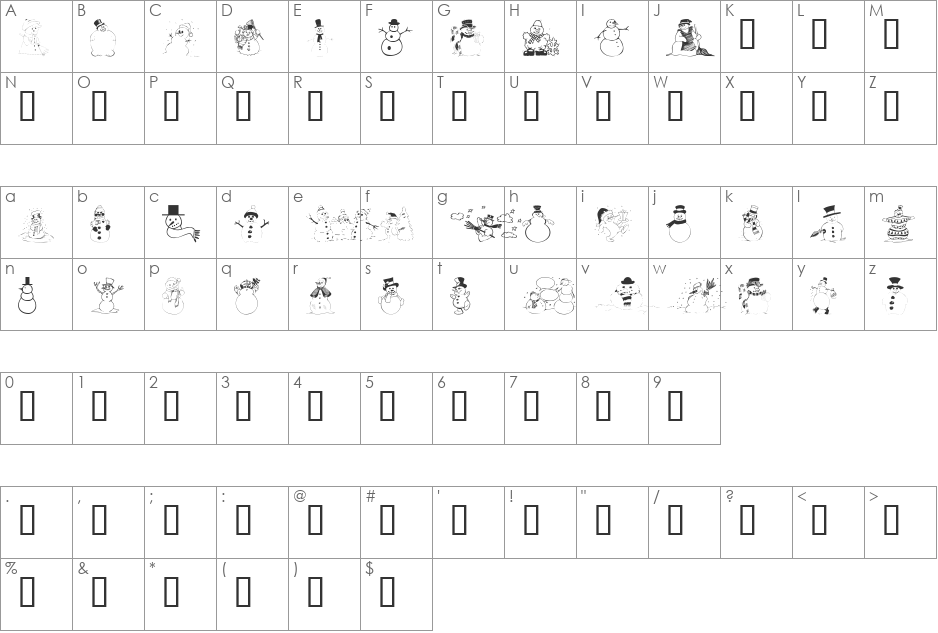 101! SnowFolk font character map preview
