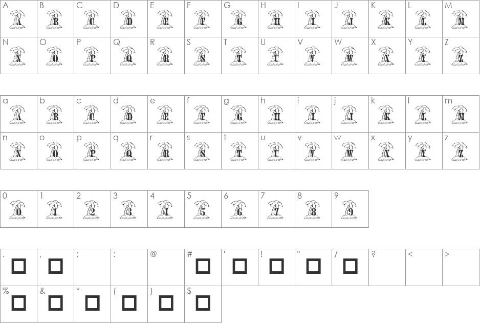 101! Stranded font character map preview