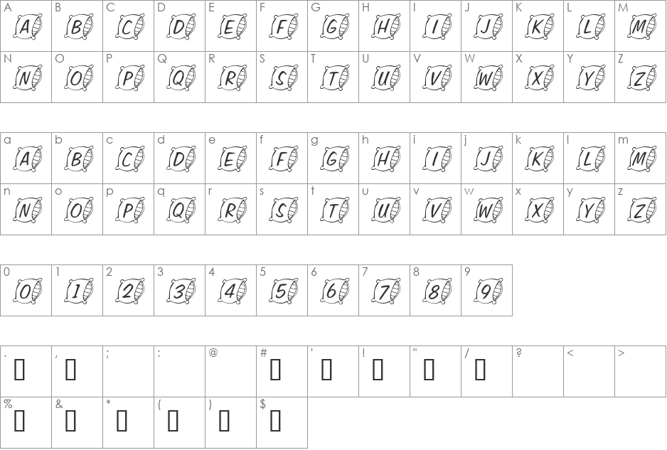 101! Sweet Dreams font character map preview