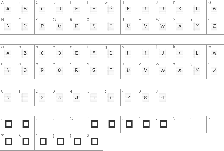 101! Term Paper font character map preview