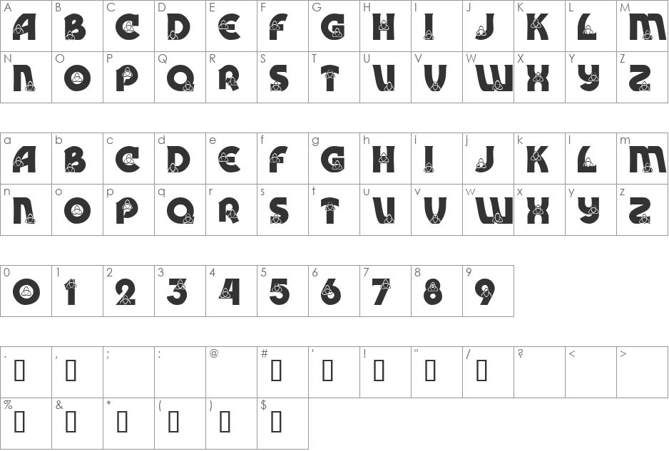 101! Trinity Inset font character map preview