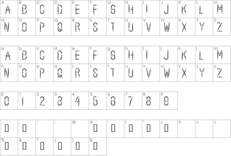 101! Yellow No.2 font character map preview