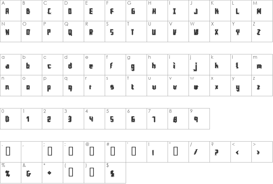 10pt Chaos font character map preview