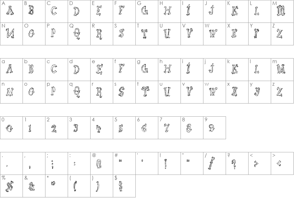 123 Decorative font character map preview