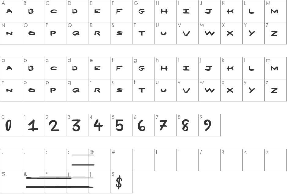 12Ounces( font character map preview