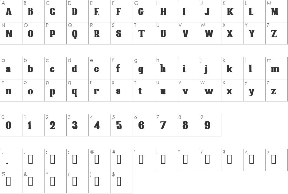 12s. 6d. net font character map preview