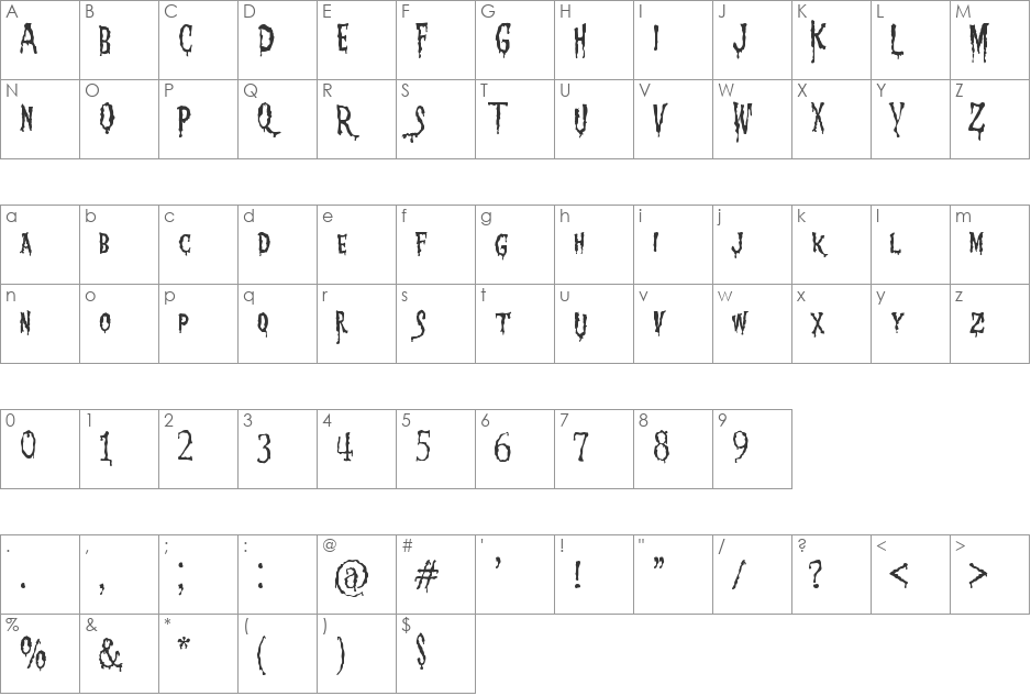 1313 MockingbiRd Lane font character map preview