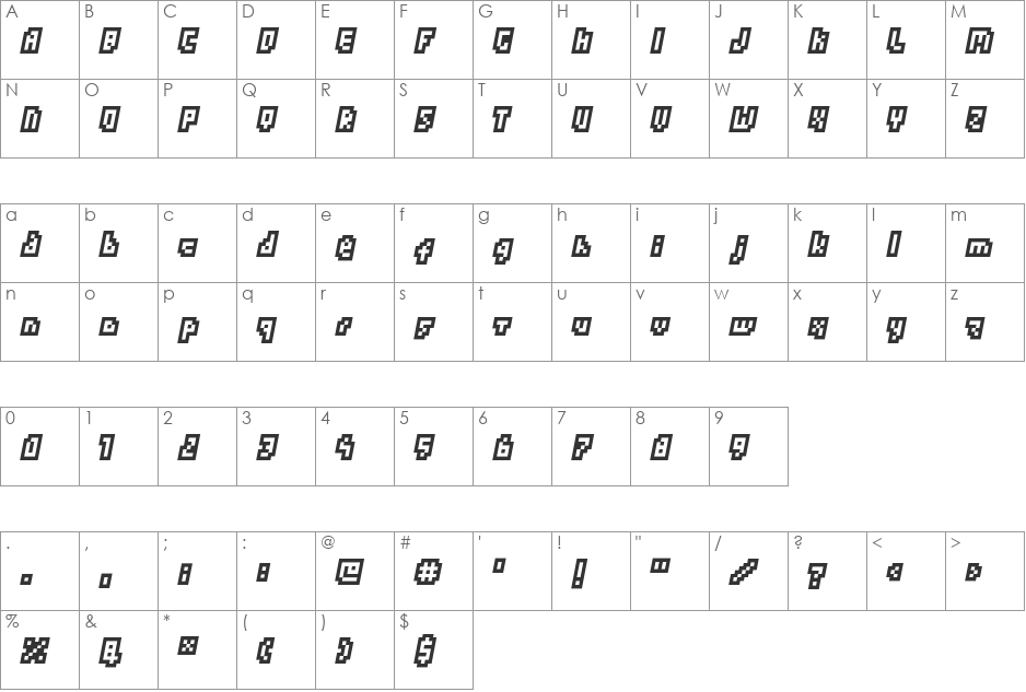 Black crab out the line font character map preview