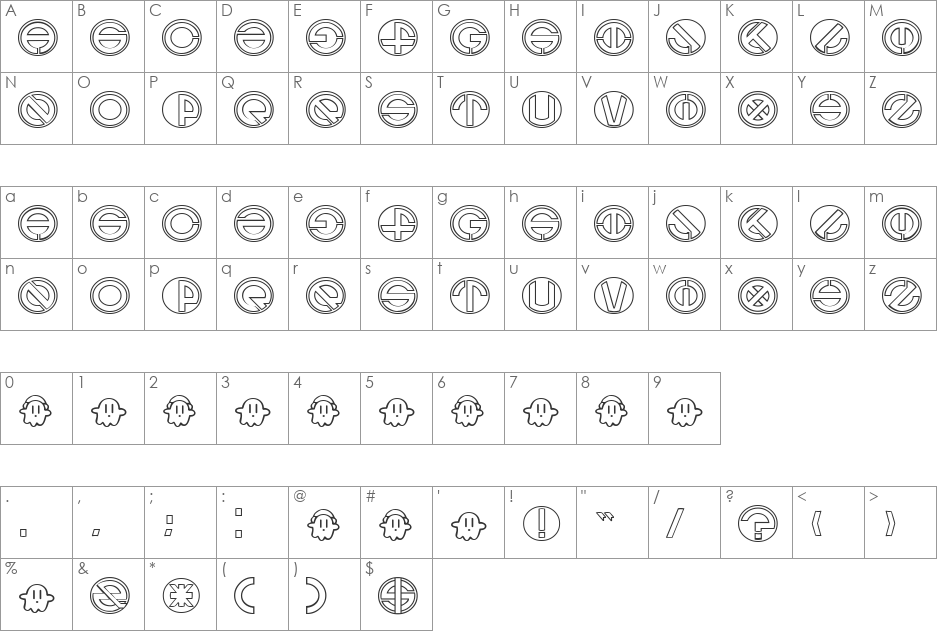 13_Ghosts font character map preview