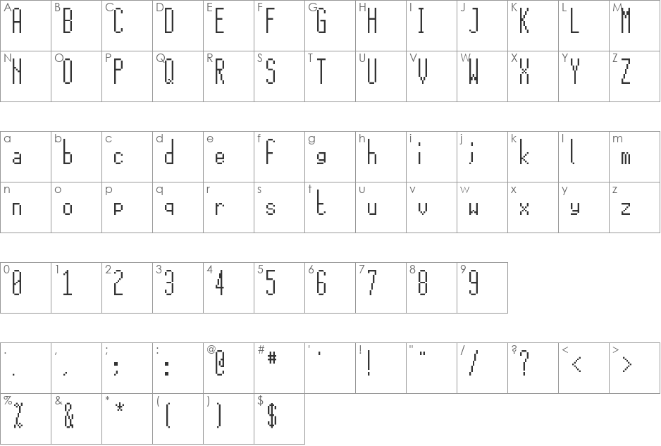 15x5 Bitmap font character map preview
