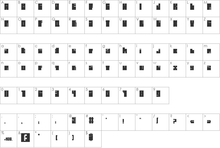 1896 Square font character map preview