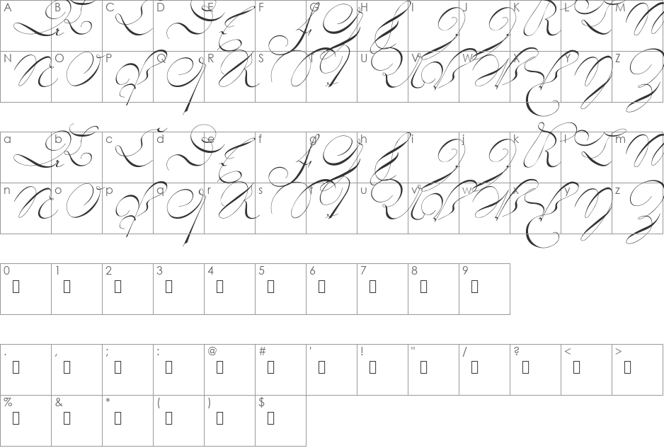 18th Century Kurrent Alternates font character map preview