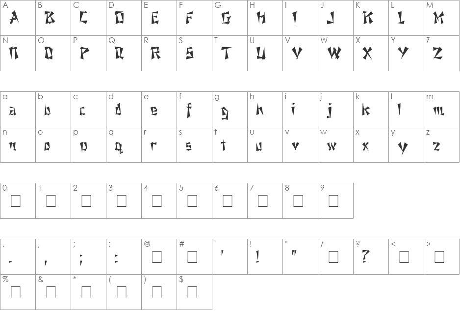 19 font character map preview