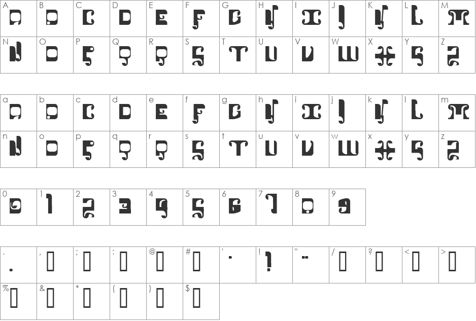 1905 font character map preview